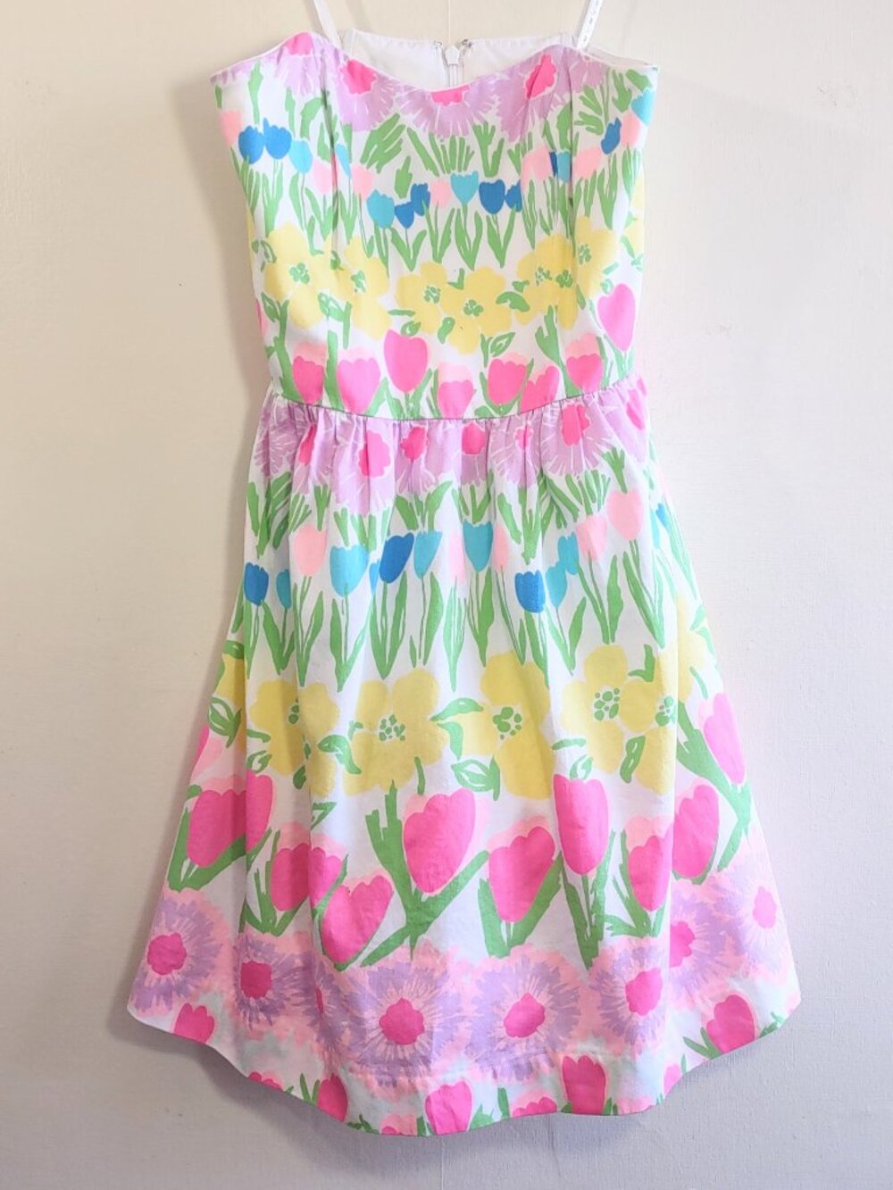 🌷 Lilly Pulitzer Payton Strapless Floral Dress Colorful Tulips Size 2 - Picture 7 of 14